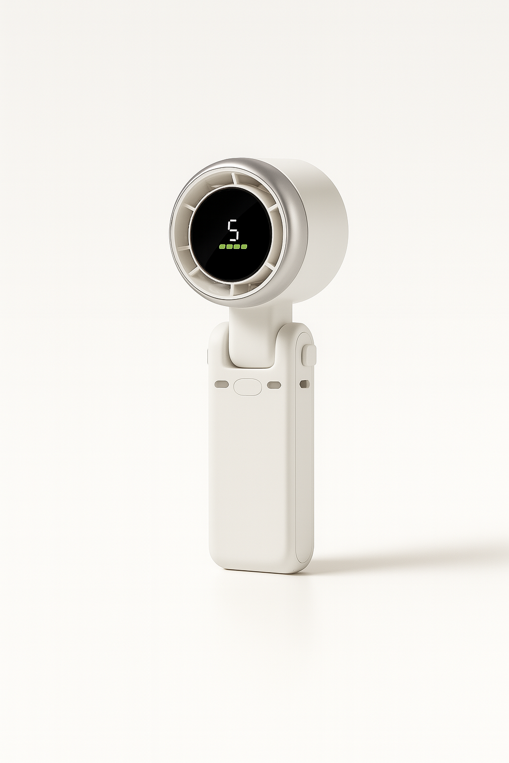 Aerofold fan in Cream with 5-speed LED display, compact and modern design